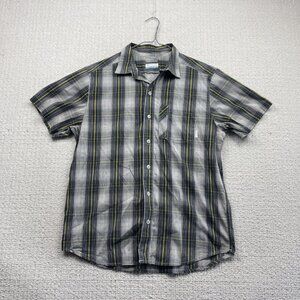 Columbia Omni-Wick Button Down Shirt Mens Plaid Gray / Yellow Short Sleeve Read